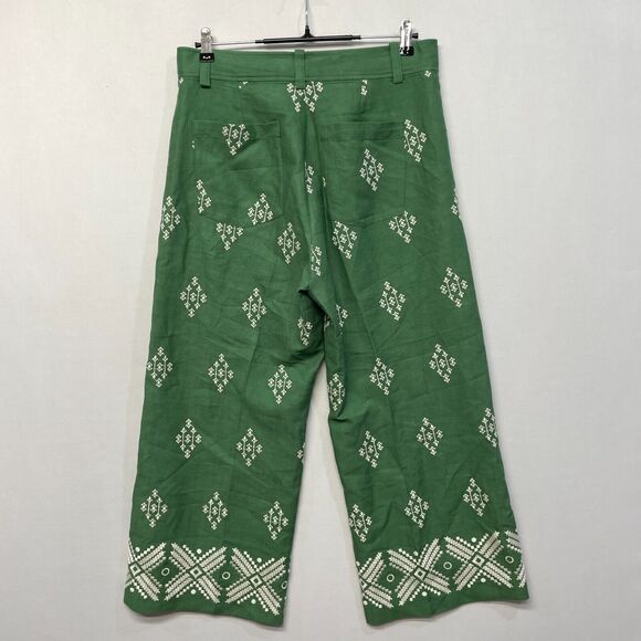 Zara Green Wide Leg Pants with White Pattern - Picture 15 of 16